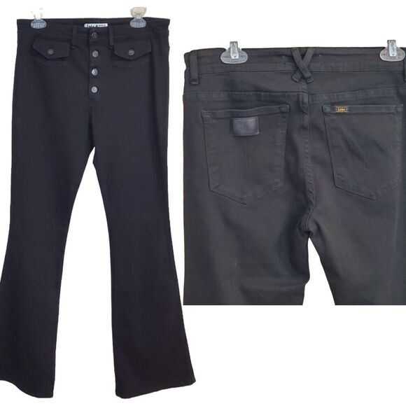 LOIS Flare Jeans WOMENS 32x34 Yoko 2490 Black STRETCH Button Fly SPAIN pockets - Picture 1 of 16